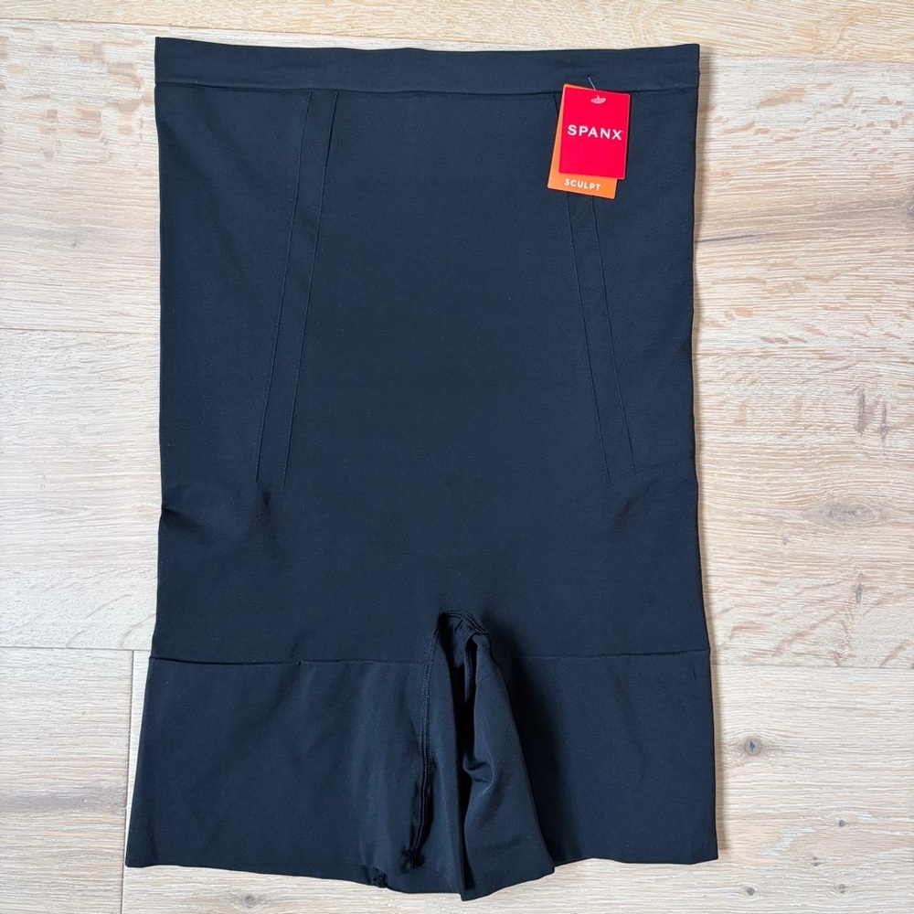 $76 Spanx Sculpt High-Waisted Mid-Thigh Shaping 7”Shorts PS1915 2X/2TG Black*B13